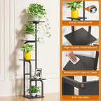 5 Tier Plant Stand Indoor, Plant Shelf for Multiple Plants, Flower Pot Holder Shelf, Planter Display Rack for Patio Garden Balcony Living Room Bedroom Decor, Black