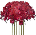 FagusHome 32 Inch Artificial Phalaenopsis Flowers 6 Pcs Artificial Orchid Flowers Stem Plants for Home Décor (Red)