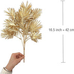Fake Plants Christmas Decorations Gold Bouquet, PASYOU Artificial Flowers Plastic Shrubs Grass Leaves Indoor Outdoor Home Garden Party Hotel Verandah Wedding Event Faux DIY Table Decor - Golden 2 Pack