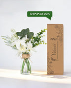 Velener Artificial Flowers with Stems Fake Flowers in Vase with Faux Water, Fake Plants for Home Decor, Office Kitchen Bathroom Farmhouse Living Room Coffee Table Faux Centerpieces for Tables
