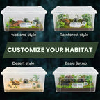10 Pcs Reptile Breeding Box Kit & Snake Feeding Box, Portable Transparent Habitat for Spiders & Lizards, Small Reptile Enclosure with Plastic Feeder Dish, Thermometer Hygrometer & More