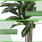 Artificial Dracaena Tree 4FT Fake Plant with White Small Planter Faux Silk Tall Floor Plant in Pot Artificial Tree for Home Office Living Room Decor Indoor