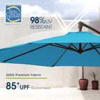 wikiwiki 10ft Patio Umbrellas Offset Outdoor Umbrella Cantilever Hanging Umbrellas w/Infinite Tilt, Fade Resistant Waterproof RECYCLED FABRIC Canopy & Cross Base, for Yard, Garden & Deck, Sky Blue