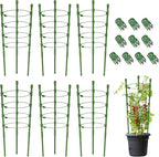 Legigo 6 Pack 24 Inch Plant Support Cages Tomato Cage for Garden- Plant Cages Adjustable Rings, Tomato Plant Support Stakes Trellis for Pots, Peppers, Cucumbers and Flowers with 10 Plant Clips