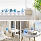 GREENTIME 6 Pcs Blue Artificial Succulent Plants in Mini White Plastic Pots Small Fake Succulent Plant Faux Indoor Decor Bedroom Desk Bathroom Office Living Room Table Shelf Home Decoration