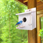 NATUREYLWL Wooden Bird House for Outside with Perch - Weatherproof Hanging Birdhouse for Finches, Bluebirds, Cardinals - Outdoor Garden Birdhouse with Easy Clean Design