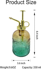 Glass Plant Mister Spray Bottle, 350ML Vintage Plant Spritzer with Top Pump Watering Can for Indoor Outdoor House Plants,Flowers (Yellow-Green Gradient)