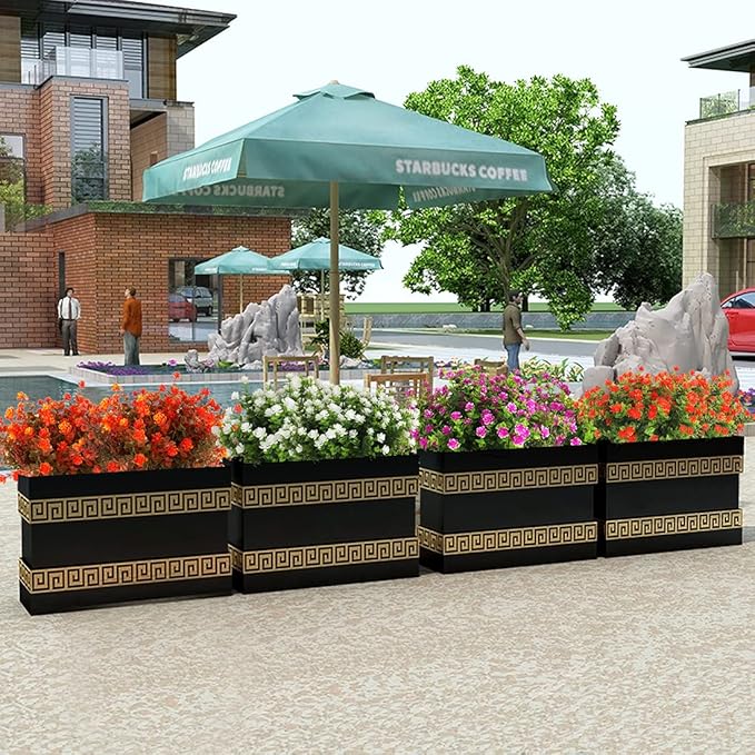 12 Bundles Artificial Outdoor Flowers UV Resistant Fake Plastic Plants No Fade Faux Fall Flowers for Hanging Planter Garden Porch Patio Window Box Wedding Thanksgiving Halloween Decor(Green Orange)