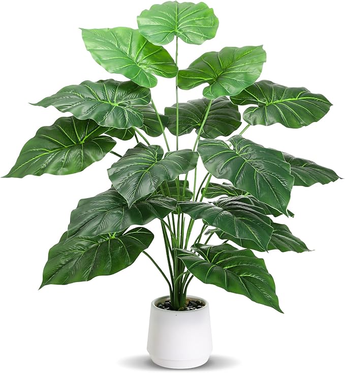 28'' Fake Plants Large Artificial Tropical Plants Indoor Tall Plant, with White Planter Ideal, for Home Living Rooms, Patios, Porches, Bathrooms, and Outdoor Decor
