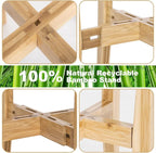 OERGKE Adjustable Plant Stand Indoor, Bamboo Mid Century Modern Plants Stands, Corner Flower Holder for Living Room, Fits 8 to 12 Inches Pots, (Pot & Plant Not Included)(Nature, 1 Pack)