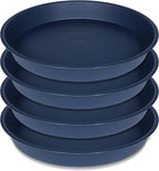 4 Pack of 20 21 inch Plant Saucer Round, Deep Plant Saucers for Pots, Heavy Duty Plastic Plant Drip Tray for Indoors Outdoor, Bird Bath Bowls, Plant Trays for Planter 19-22" (21 inch, Blue)