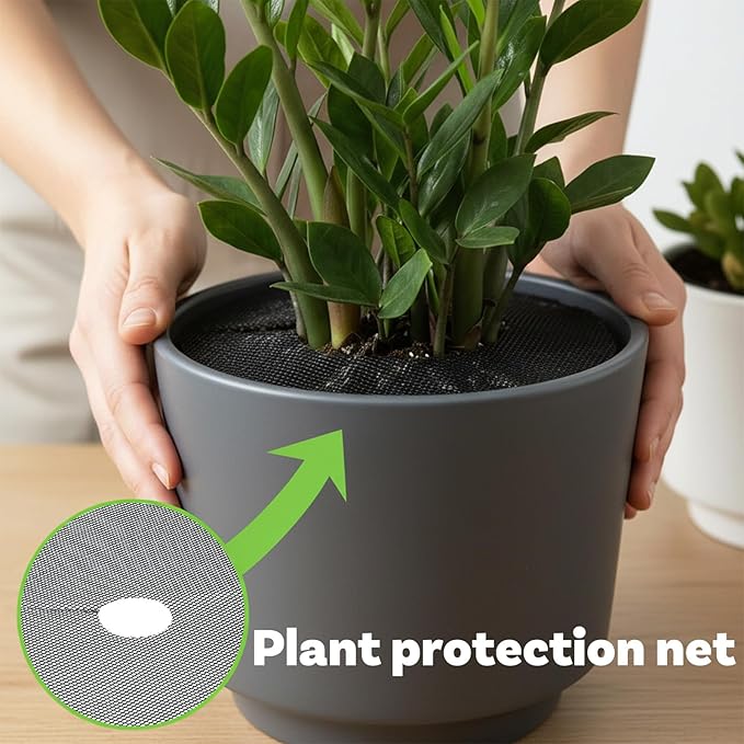 6 Pcs Plant Pot Covers, 15.7 Inch Cuttable Plant Pot Soil Covers Plant-Pot Grids, Indoor Plant-Pot Soil Guard Protector from Animals for Indoor and Outdoor Plants