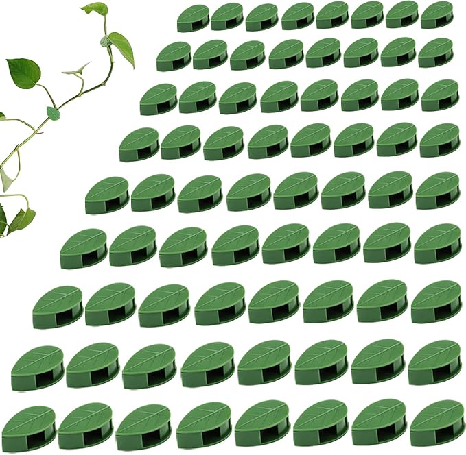 LUOTIVON 72 Pcs Plant Climbing Wall Fixture Clips, Plant Fixer Invisible Wall Vines Fixing Clips with 72 Pcs Acrylic Adhesive Sticker, Self-Adhesive Hook Plant Vine Support Holder