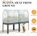 KING BIRD Large Raised Garden Bed with Cover Galvanized Elevated Planter Box with Legs 72×23×55 in for Backyard, Patio, Balcony, 700lb Capacity, Dark Grey