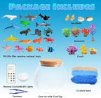 Ocean Light Up Terrarium Kit for Kids - LED Night Light Ocean Birthday Gifts for Girls & Boys Ages 4 5 6 7 8-12, Kids Arts & Crafts Kit, Easter Ideal Gifts
