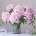 Buart 4PCS Long Stem Big Size Flowers Artificial Silk Hydrangea Lifelike Flowers Real Touch Pink Artificial Flowers Wedding Shower Bride Bouquets Office Living Room Table Decorations (21 Inch)
