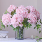 Buart 4PCS Long Stem Big Size Flowers Artificial Silk Hydrangea Lifelike Flowers Real Touch Pink Artificial Flowers Wedding Shower Bride Bouquets Office Living Room Table Decorations (21 Inch)