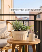 vensovo 8 Inches Beige Metal Rustic Plant Pots - 6Pcs Shallow Galvanized Planters with Drain Hole and Rubber Plug, Rustproof Tin Bucket Succulent Pot Indoor Farmhouse Vintage Style for Decor