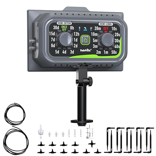 RAINPOINT Easy-Setup Solar,Rechargeable,USB-C Powered Auto Drip Irrigation Kit System with 10 Plants Expansion Kit