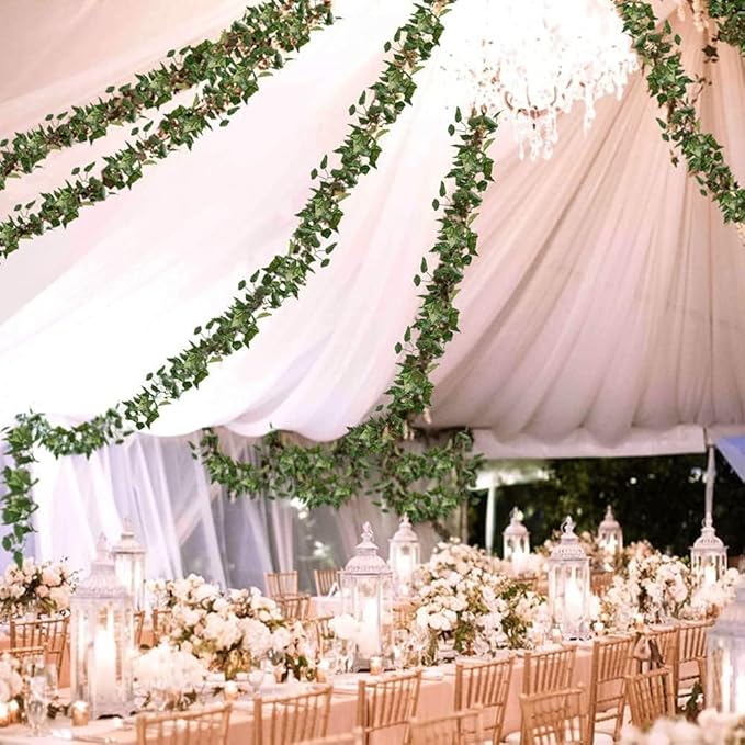 24 Pack 168 Ft Fake Vines for Room Decoration Greenery Garland Artificial Hanging Plants Faux Green Leaves Wall Vine for Bedroom Ceiling Cottage Core Wedding Garden Party Decor