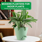 Pottiffe Self-Watering-Pots-for-Indoor-Plants, 8 Inch Flower Pots for Indoor Plants, 3 Packs Plastic Planters with Drainage Holes and Saucers