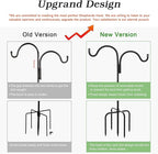 Gtongoko Double Shepherds Hook for Outdoor, 92 Inch Bird Feeder Pole with 5 Prongs Base, 5/8 Inch Thick Heavy Duty Adjustable Garden Hook for Hanging Plant, Lantern, Hummingbird Feeder, 1 Pack