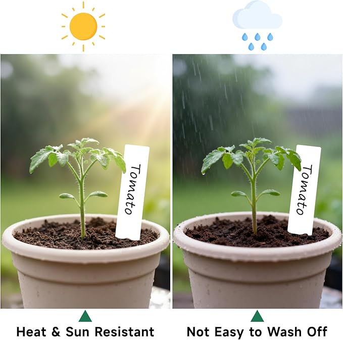 KINGLAKE Plant Labels,Plastic Plant Tags 4 Inch,200 Pcs Nursery Garden Labels Plants Markers for Outdoor Garden Waterproof,Plants Name Tags White with Marking Pen