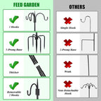 FEED GARDEN [Upgrade Version 76 Inch Three Shepherd Hooks for Outdoor,Bird Feeder Pole with 5 Prong Base, Adjustable Shepard Hooks for Hanging Plant, Solar Lanterns, Wind Chimes, 1 Pack
