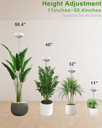 yadoker Plant Grow Light, LED Growing Light Full Spectrum for Indoor Plants,White Magnifying Glass Plant Lights,Height Adjustable, Automatic Timer, 5V Low Safe Voltage,Idea for Large