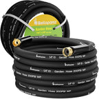 Garden Hose 75 ft x 5/8 in Heavy Duty Water Hose, Flexible and Durable, Lightweight Rubber Hybrid Hose, Leak-Free Connections, Male to Female 3/4'' Brass Fittings for Patio, Lawn, Black