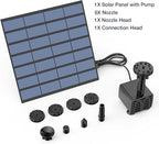 AISITIN Solar Water Pump for Water Feature Outdoor, DIY Solar Fountain Kit with 6 Nozzles and 9.8ft Power Cord, Solar Powered Water Fountain Pump for Bird Bath, Ponds, Garden, Fish Tank, 2 Packs