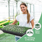 Sckee Upgraded 50 Pack Plant Growing Trays Seed Starting Tray Microgreens Growing Trays Seedling Plant Germination Starter Tray Transplant Fodder Flats, No Holes, No Leakage, Reusable (1017)