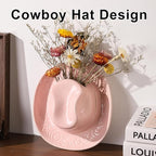 Hanging Wall Planters for Indoor Plants, Wall Vases for Flowers, Ceramic Cowboy Hat Vases for Decor, for Bathroom, Living Room, Office, and Home Decor.Light Pink Medium