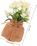 SHINEOFI Artificial Phalaenopsis Orchid Bonsai Fake Flowers Potted Faux Orchid with White Spray and Jute Bag Home Decoration Desktop Accent for Living Room and Office