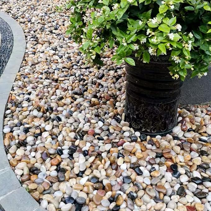 YISZM White Pebbles for Indoor Plants, Natural Polished River Rocks, Small Decorative Stones for Planters Vase Fish Tank Aquariums Landscaping Garden, 2lbs