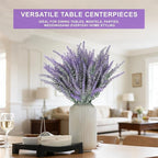 TURNMEON 10 Bundles Artificial Lavender Flowers for Outdoors Summer Decor,UV Resistant Fake Flowers Plants Flocked Faux Plastic Shrubs Wedding Bouquet Window Box Table Home Cemetery Decor(Gray Purple)