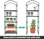 Worth Garden 5 Tier Mini Greenhouse - 75'' H x 27'' L x 19'' W - Sturdy Portable Gardening Shelves with Durable PE Cover w/ Roll-Up Zipper Door- Small Green House Indoor & Outdoor for Plants Flowers