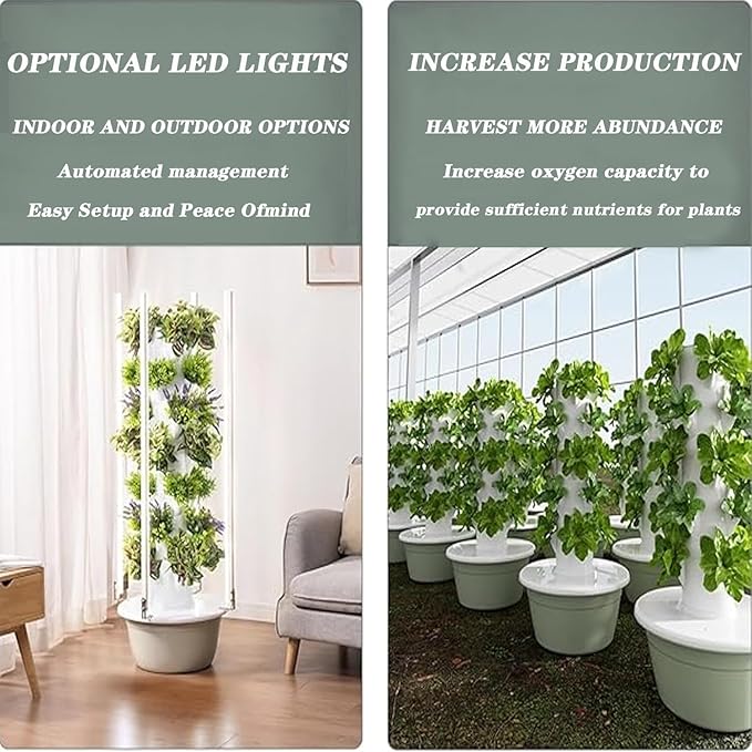 Hydroponic Tower with Grow Lights, Plant Growing System Indoor Smart Garden Vertical Garden Planter Germination Kit, Including Water Pump and Water Tank Gift for Gardening Lover,9 Layer