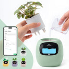 Smart Planter with App Control, Self-Watering AI Plant Pot with LCD Display, Interactive Desk Plant Companion for 100+ Plants, Smart Indoor Planter with Pomodoro Timer,80ml Reservoir,Calendar-Green