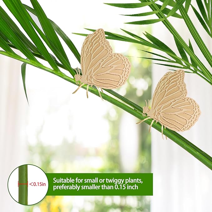 Rainteam Plant Animal Decor Brass Plant Charms for Live Plants Cute Animal Plant Hanger Ornaments for Pots Garden Plant Decorations Plant Accessories Gift for Plant Lovers(2 Butterfly)