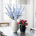 6PCS Blue Delphinium Artificial Flower Lifelike Silk Larkspur Flowers Plant 35.43" Long Stem Blossoms Fake Flowers for Tall Vase Floral Arrangements Home Table Wedding Decor(Blue)