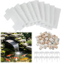 21 Pcs Pond Waterfall Spillway Filter Media Set 10 Reusable Waterfall Box Filter Replacement Pad 10 Bracket and 250g Ceramic Rings for Maintain Water Quality Spillway not Included