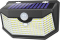 HMCITY 120 LED Solar Lights Outdoor with Motion Sensor and 3 Lighting Modes, IP65 Waterproof Wide Solar Wall Lights Ideal for Garden Patio Yard (Front Button 1Pack, Black Shell-Daylight White)