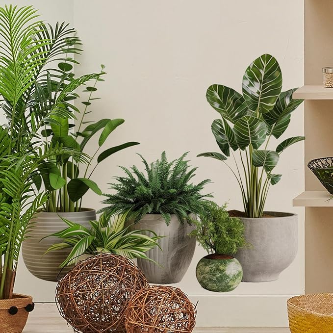 iMagitek Large Green Plant Wall Decals Tropical Leaves 3D Potted Plant Wall Stickers for Living Room Bedroom Home Wall Decor 43.7x34.65inch