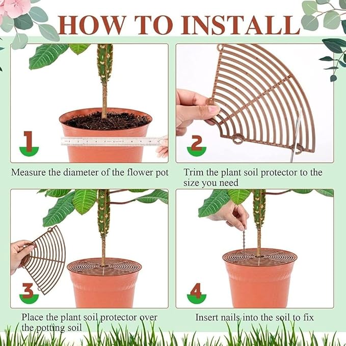 Four Piece Flower Pot Grids Set Designed for Plant Protection from Pets, Made with Resistant Plastic Material for Indoor and Outdoor Use (B)