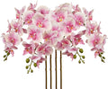 DILATATA 4 Pcs Artificial Orchids Stems with 9 Large Flowers Real Touch Phalaenopsis Orchids Flowers Fake Flower Branches 31.5" Tall for Home Arrangement -Pink Orchid