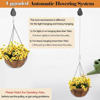 WROSWT Upgraded Retractable Plant Hanger,Plant Pulleys for Hanging Plants,Easy to Raise and Lower,Auto Lock,Heavy Duty,Adjustable Hook for Garden Baskets Pots,Birds Feeder,(6Pcs,Black)