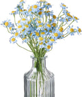Small Artificial Blue Daisy Flowers - 2 Bouquets (12 Stems), 10 Inch Fake Daisies for Spring Home Decor, Wedding, Party, Table Centerpiece (Vase Not Included)