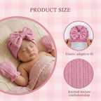 Newborn Baby Girl Hats Mittens Set Cotton Hospital Bow Hat Beanies Caps Gloves for New Born Girls 0-6 Months