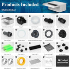 Pond Waterfall Spillway Kit with Filter Media & 800 GPH Pump, 304 Stainless Steel Waterfall Box, 9.8FT Hose, Complete Pond Kit for Outdoor Ponds, Koi Ponds, Fountain (11.8"L x 12"W x 5.1"H)